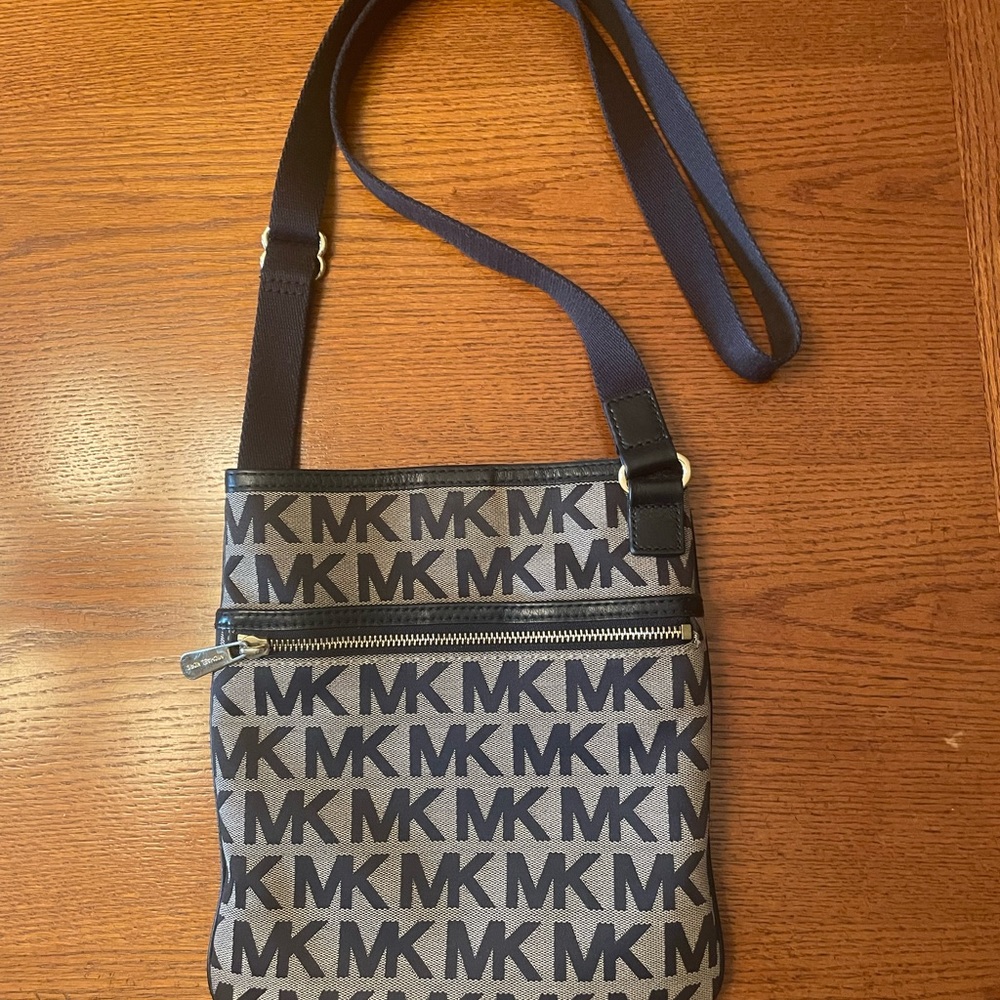 Michael Kors black & beige Monogram canvas crossbody
